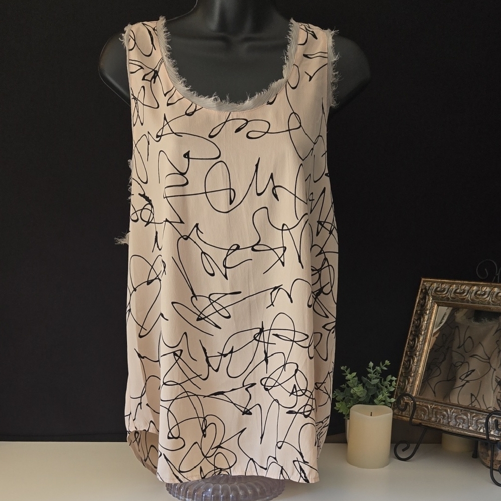 H&M Size L Cream and Black Blouse Elegant Top